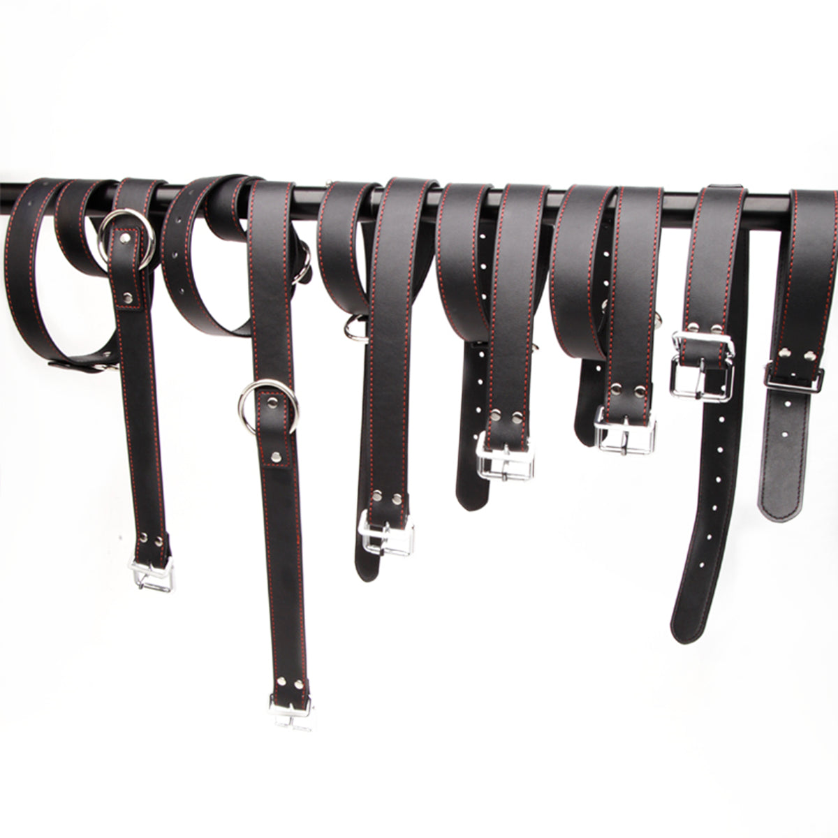 Full-Body Restraint - Adjustable Leather BDSM Bondage Straps 7-Piece Set
