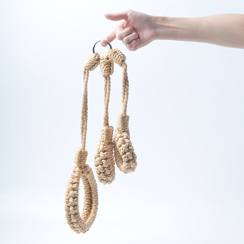 Hand-Woven Cotton Rope Neck to Wrist Restraint - Beige