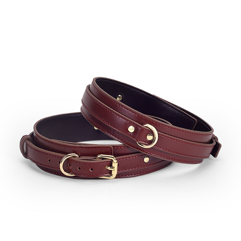 Divine Burgundy Full-Body Restraint Set - Glossy Vegan Leather & Gold