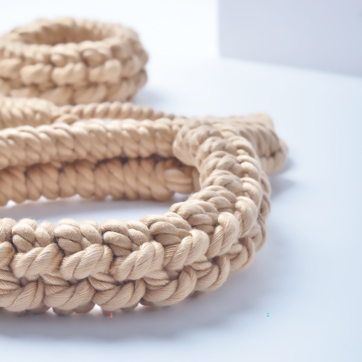 Hand-Woven Cotton Rope Neck to Wrist Restraint - Beige