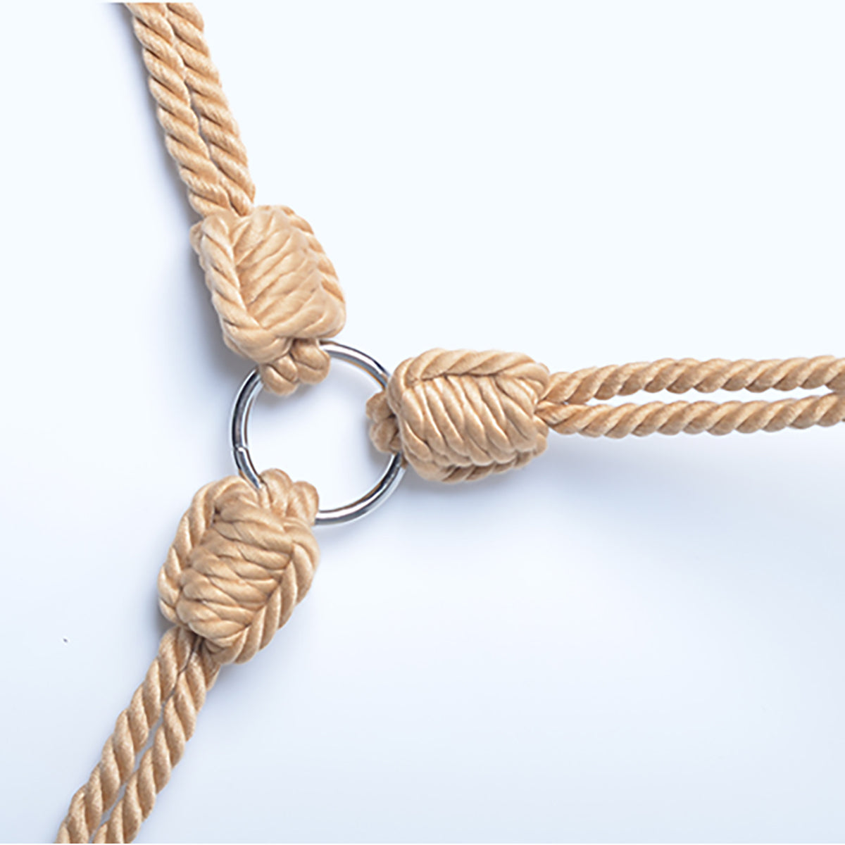 Soft Rope Bondage Collar to Wrist Restraint Set Beige