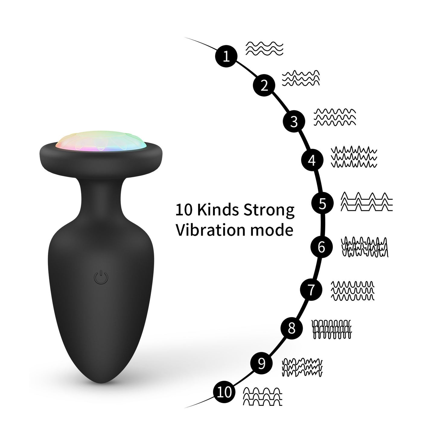 Remote-Controlled Light-Up Vibrating Anal Butt Plug with 10 Vibration Modes