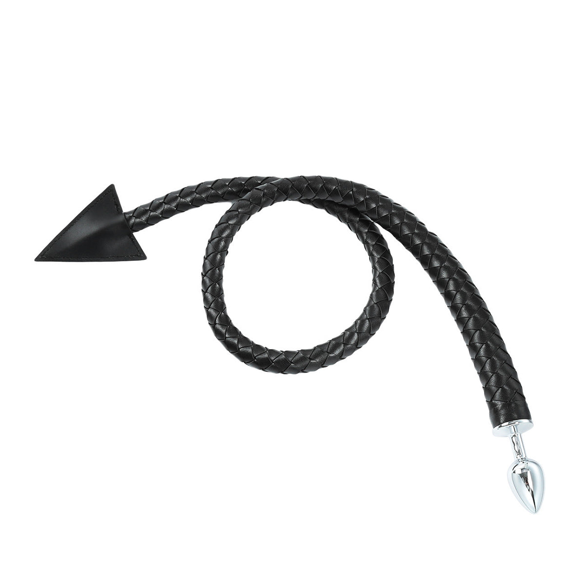 Black Devil Braided PU Leather Tail Stainless Butt Plug