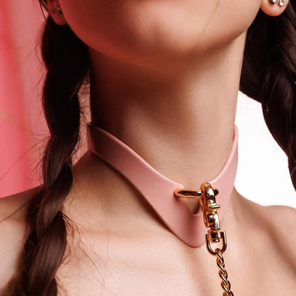 Glamorous Pink 5-Piece Bondage Set – Collar, Cuffs & Leash for Sweet Submission