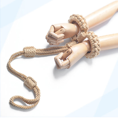 Gentle Yet Secure: Soft Cotton Rope Handcuffs with Leash in Beige