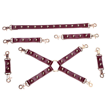 Luxury Burgundy Vegan Leather Bondage Kit 12 Piece