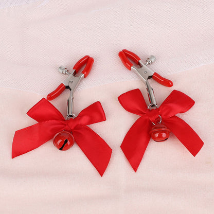 Super Cute Bow & Bell Nipple Clamps Pink/Black/Red/White