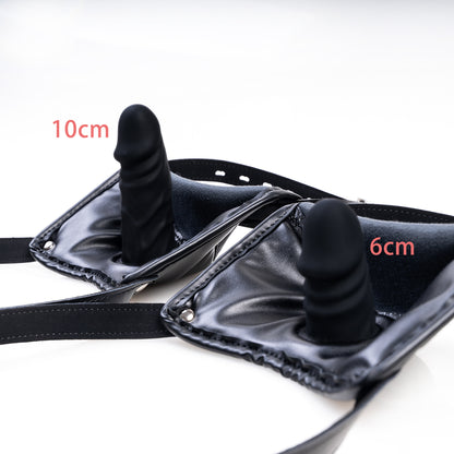 Premium Vegan Leather Dildo Gag Mask - Concealed Oral Restraint