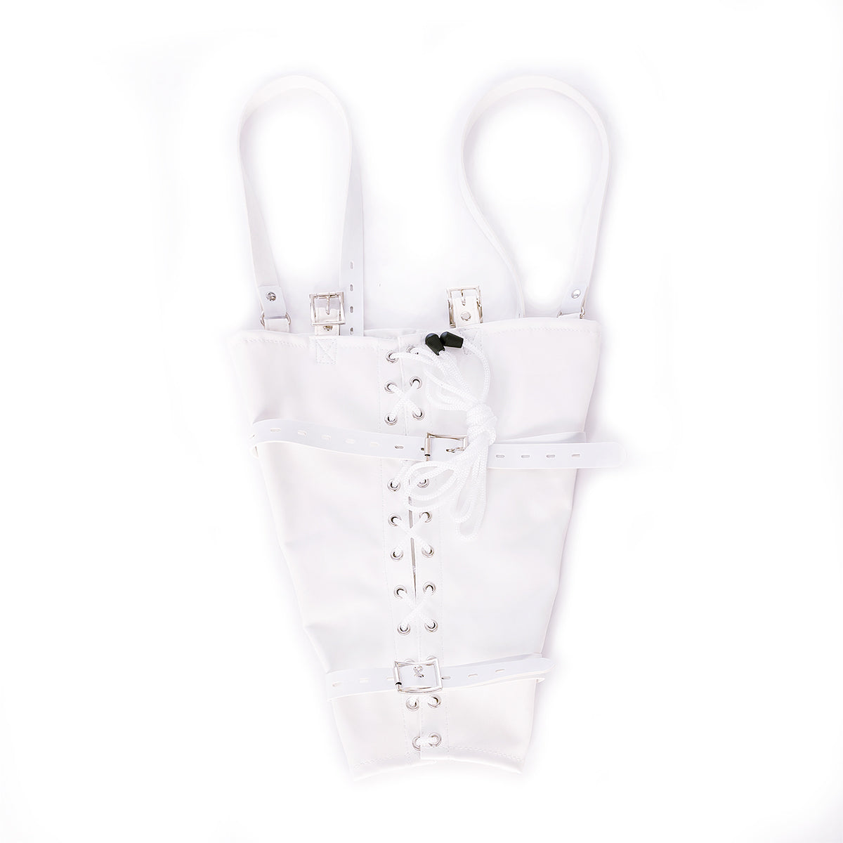 BDSM Back Bondage Leather Lace Up Adjustable Armbinder Restraint Black/White/Red/Rosered