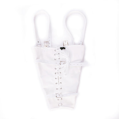 BDSM Back Bondage Leather Lace Up Adjustable Armbinder Restraint Black/White/Red/Rosered