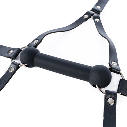 Aesthetics of Dominance - Glossy Enamel Full Head Bondage Hood with Silicone Bone Gag