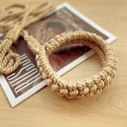 Shibari Cotton  Rope Collar with Leash Beige