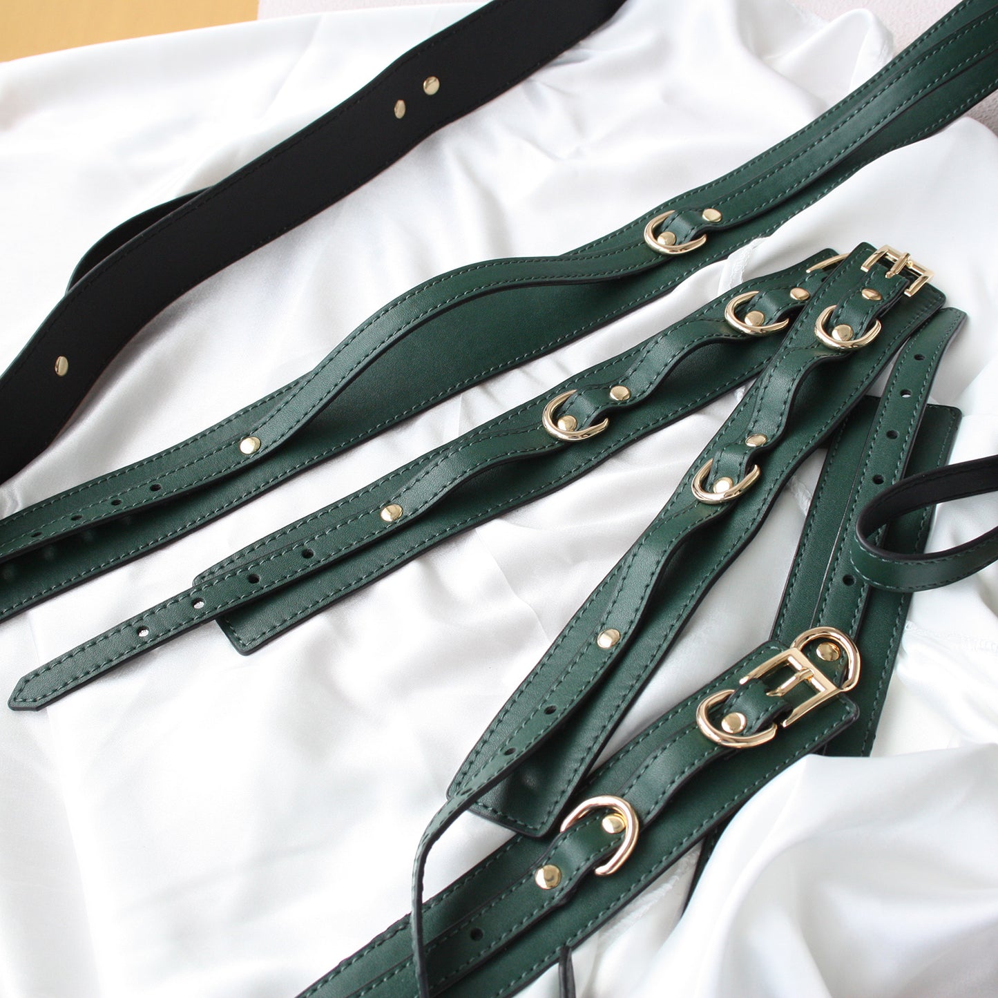 Pure Green Handcrafted Vegan PU Leather BDSM Bondage Set 6-Piece