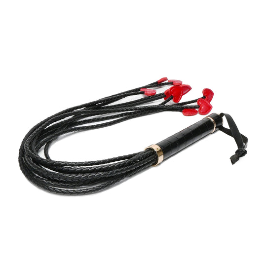 Red Heart Tip Vegan Leather Spanking Nine Tails Whip