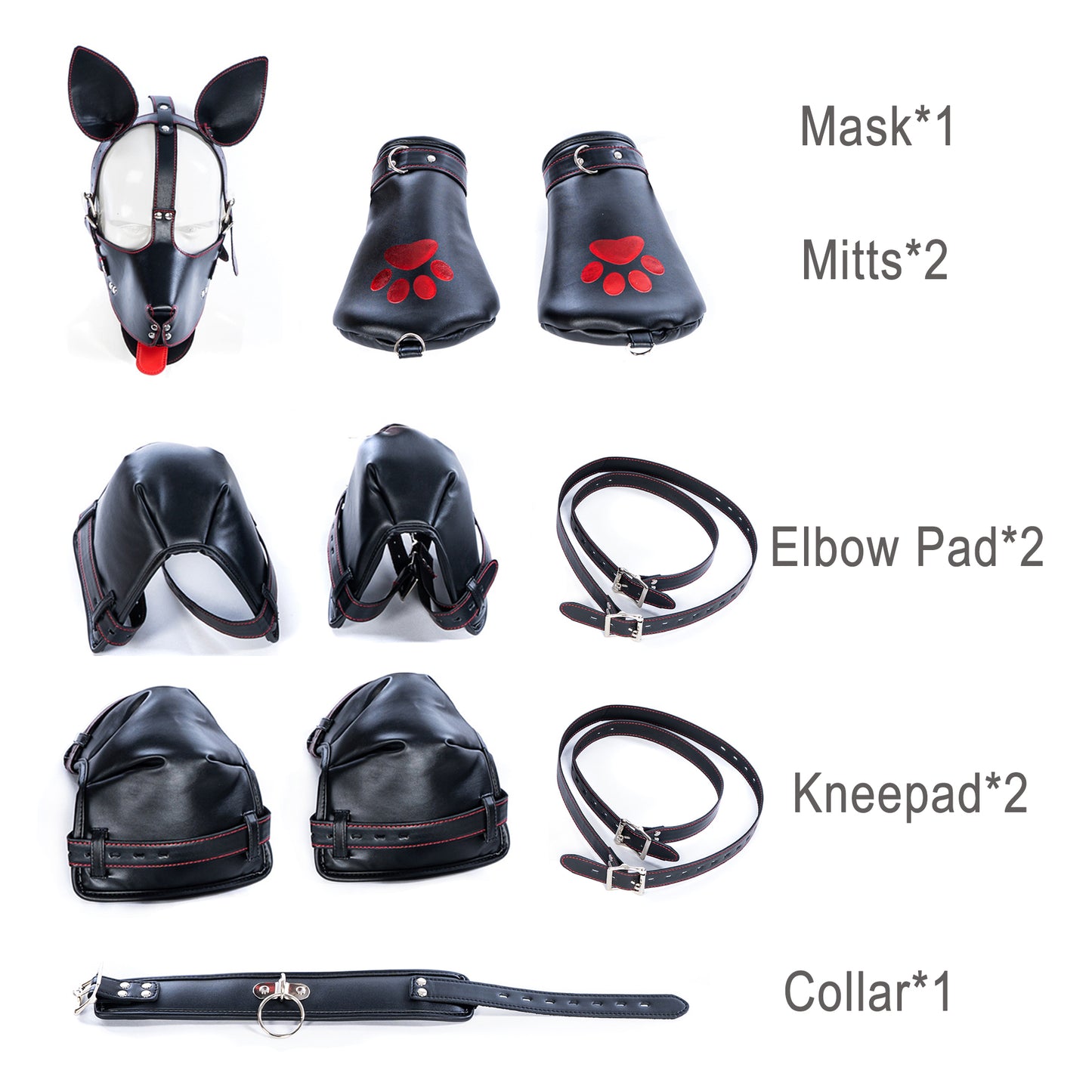 Strict Pet Crawler Bondage Set 6 Piece, Arm & Leg Binder