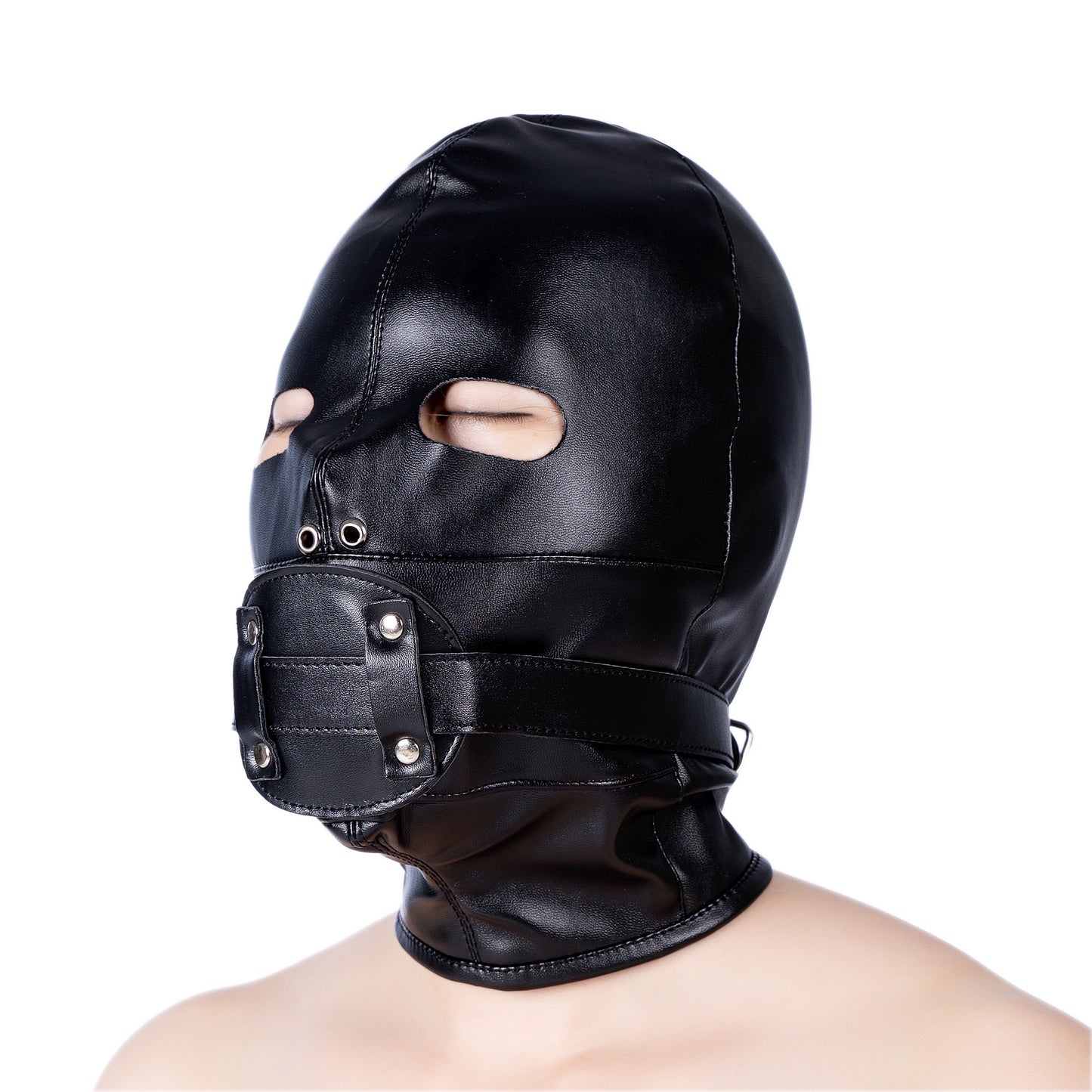 Total Lockdown Hood with Removable Blindfold and Gag