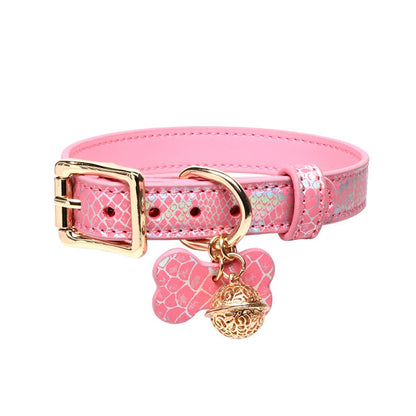Seductive Dog Bone Charm BDSM Collar with Bell & Leash Pink/Black