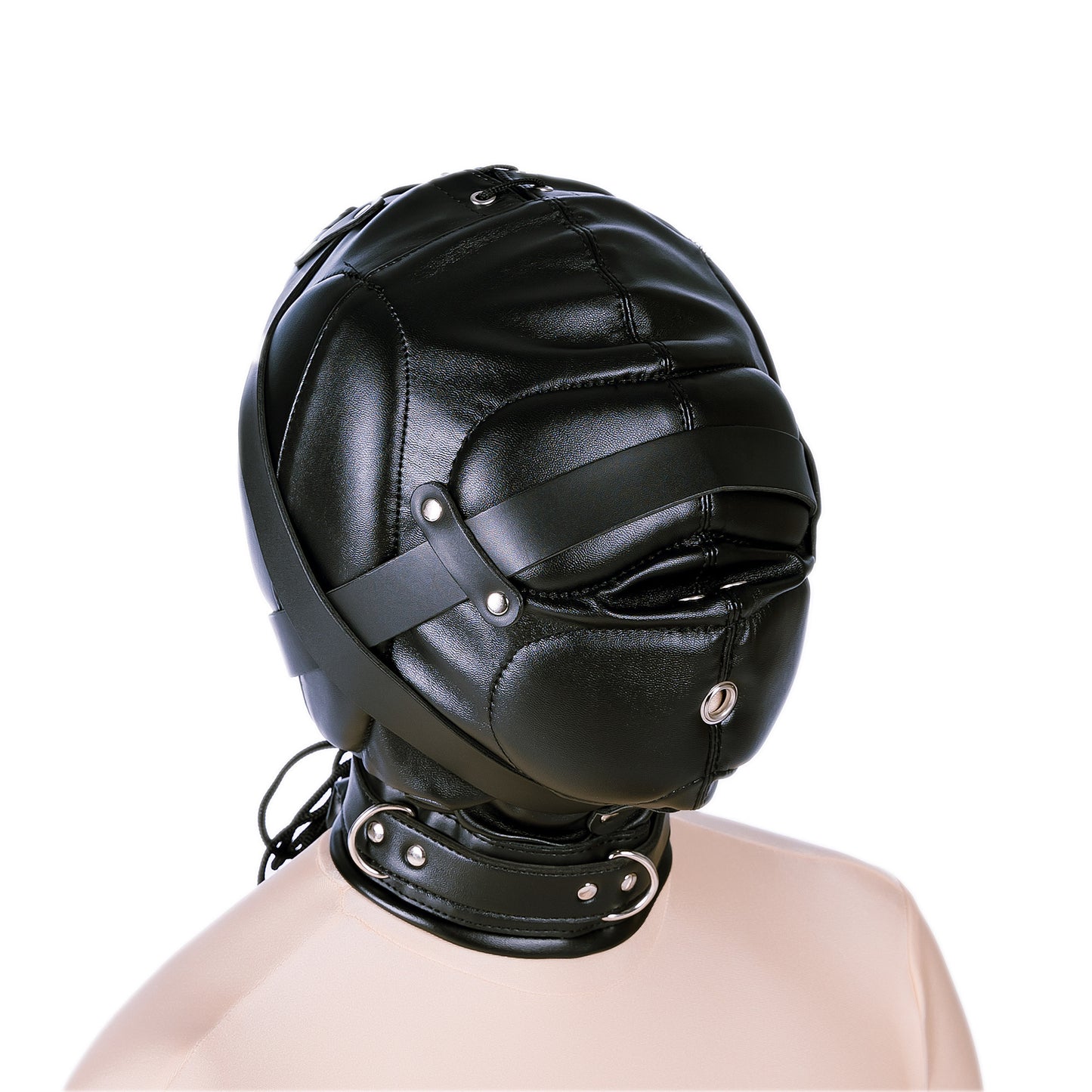 BDSM Fetish Full Head Restraint Slave Cushion Mask - Black/Red