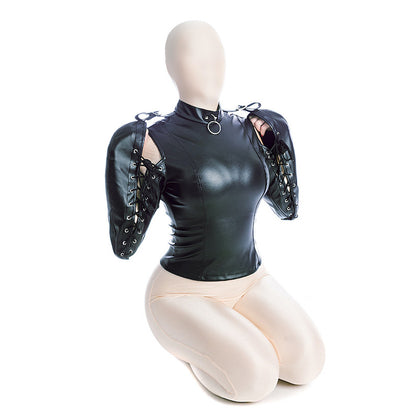 Restrictive BDSM Leather Straitjacket with Arm-Binding Sleeves