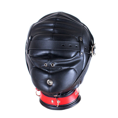 BDSM Fetish Full Head Restraint Slave Cushion Mask - Black/Red