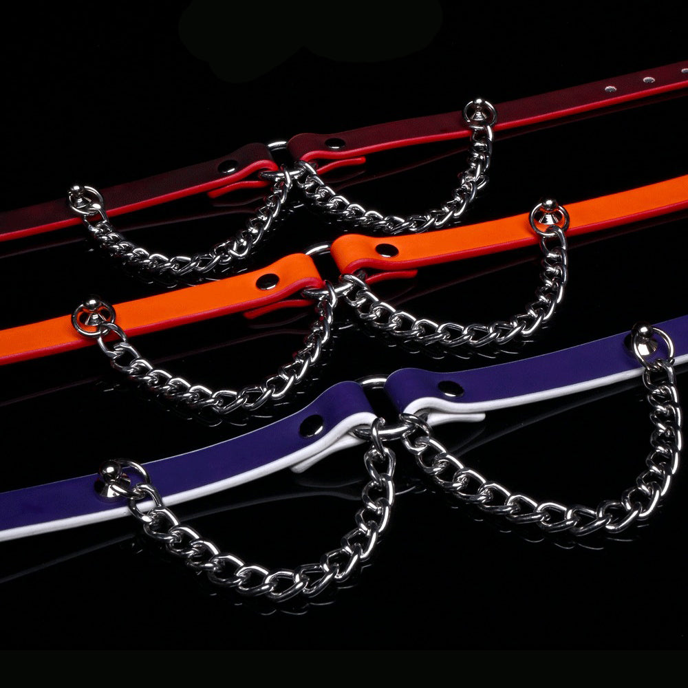 Heat-Sensitive Color-Changing BDSM Collar with Dangling Chains & Leash