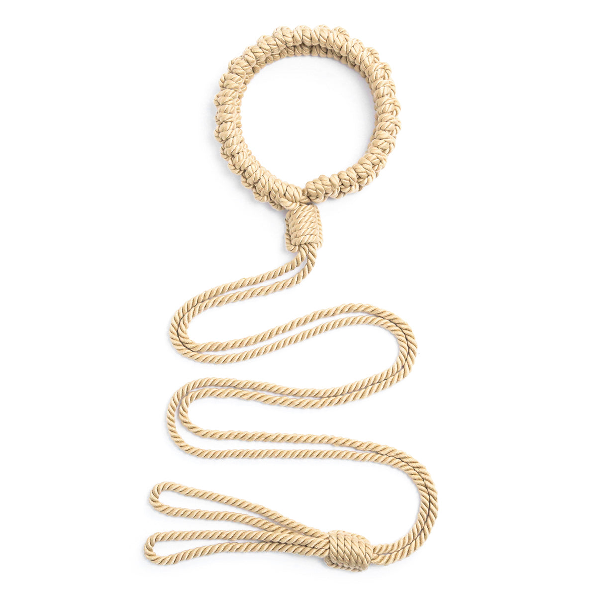 Shibari Cotton  Rope Collar with Leash Beige