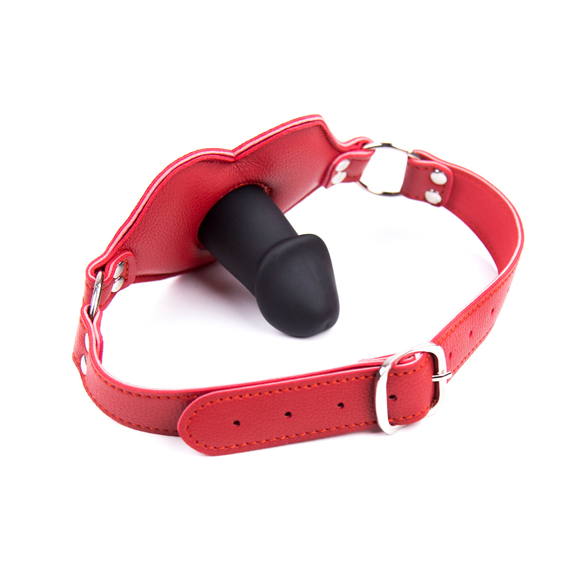 Leather Padded Silicone Dildo Mouth Gag