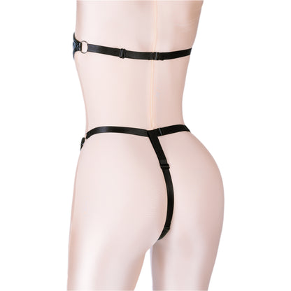 Open Bust PU Leather Bra & Sexy Thong 2 Piece Set Fetish Lingerie