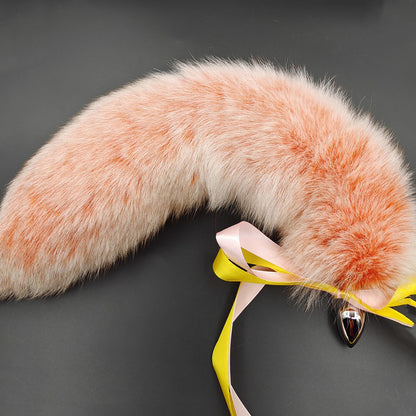 Detachable Elegant Fluffy Fox Tail Anal Butt Plug Orange & White