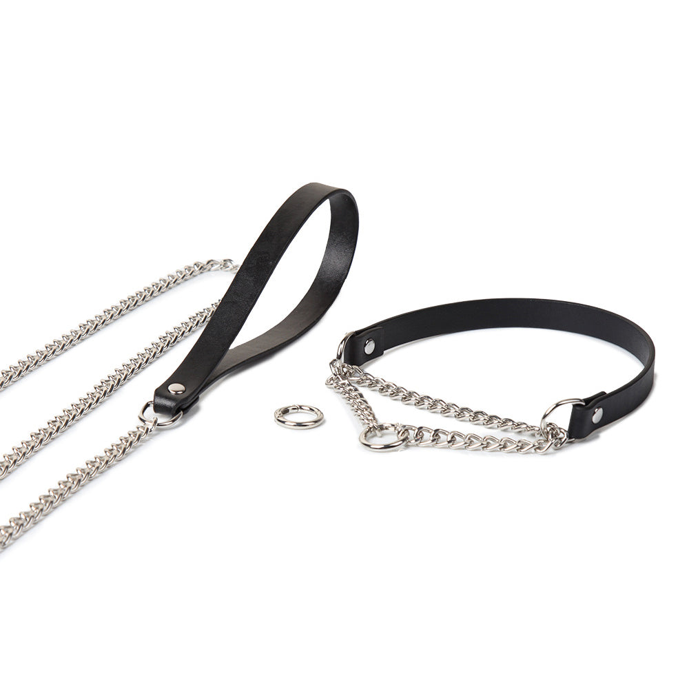 Absolute Command - Martingale Chain Bondage Collar with Lead For BDSM Play
