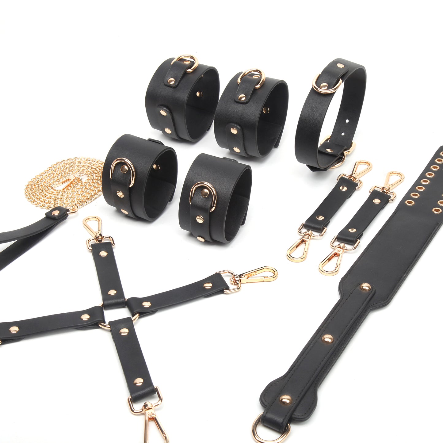 Vegan Leather Spanking Bondage Restraint Kit 6 Piece