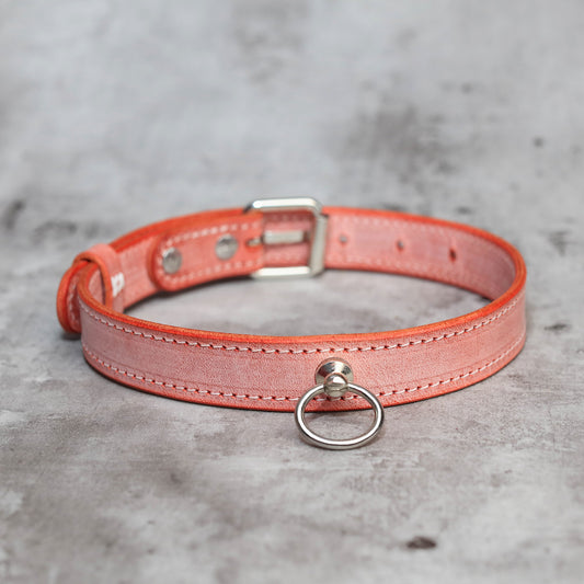 Fog Wax Veg-Tanned Leather Collar/Choker with Leash