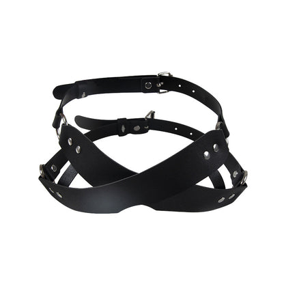 Vegan Leather Cross Strap Bondage Blindfold Black/Red/White