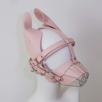 Human Muzzle Metal Pet Play with Metal Cage