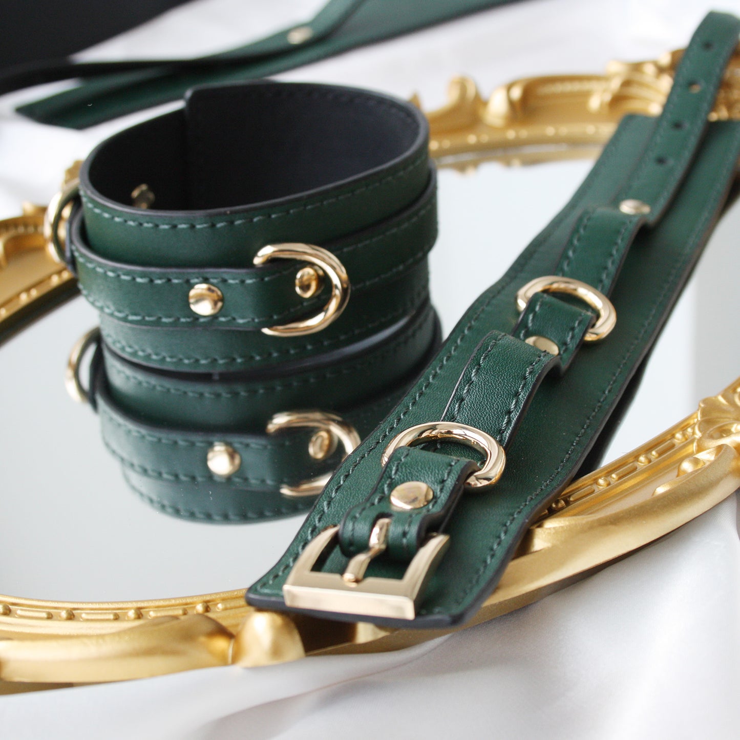 Pure Green Handcrafted Vegan PU Leather BDSM Bondage Set 6-Piece