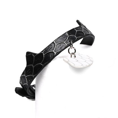 BDSM Handcrafted Genuine Leather Cat Ear Collar with Cat Tag