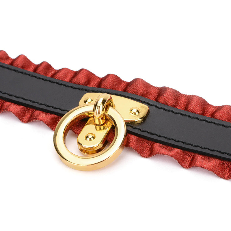 Sexy Frill BDSM Leather Collar with Leash