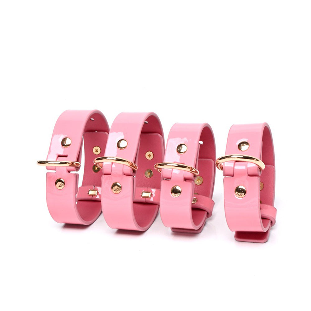 Glamorous Pink 5-Piece Bondage Set – Collar, Cuffs & Leash for Sweet Submission