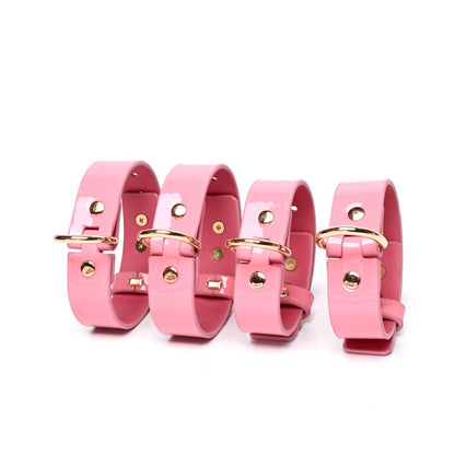 Glamorous Pink 5-Piece Bondage Set – Collar, Cuffs & Leash for Sweet Submission