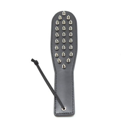 Black PU Leather Spiked Spanking Paddle