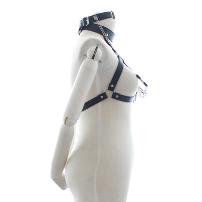 Open Bust Bondage Harness & Nipple Clamp Set with O-Ring Gag – 2-Piece Kit