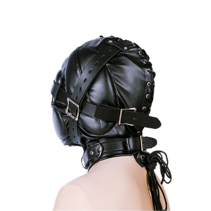 BDSM Fetish Full Head Restraint Slave Cushion Mask - Black/Red
