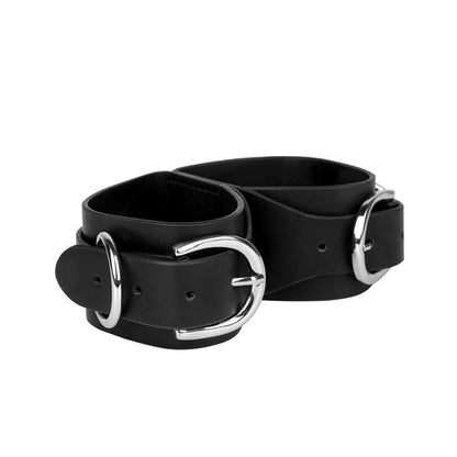 Vegan Leather Linked Bondage Wrist Cuffs Black/Olive Green