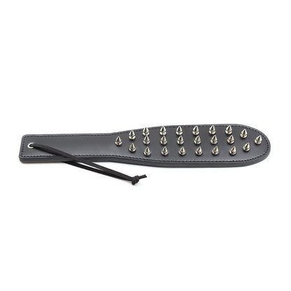 Black PU Leather Spiked Spanking Paddle