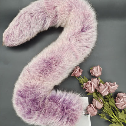 Graceful Purple Fluffy Tail Stainless Butt Plug For Pet Play - Customizable Tail Length & Plug Size