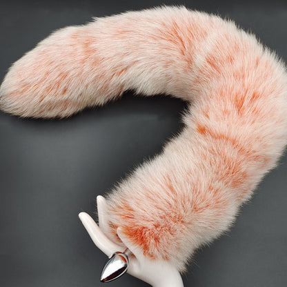 Detachable Elegant Fluffy Fox Tail Anal Butt Plug Orange & White