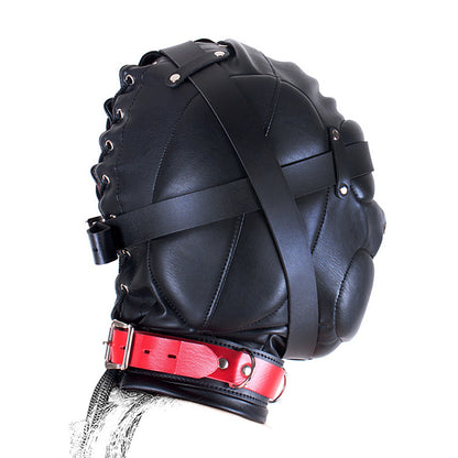 BDSM Fetish Full Head Restraint Slave Cushion Mask - Black/Red
