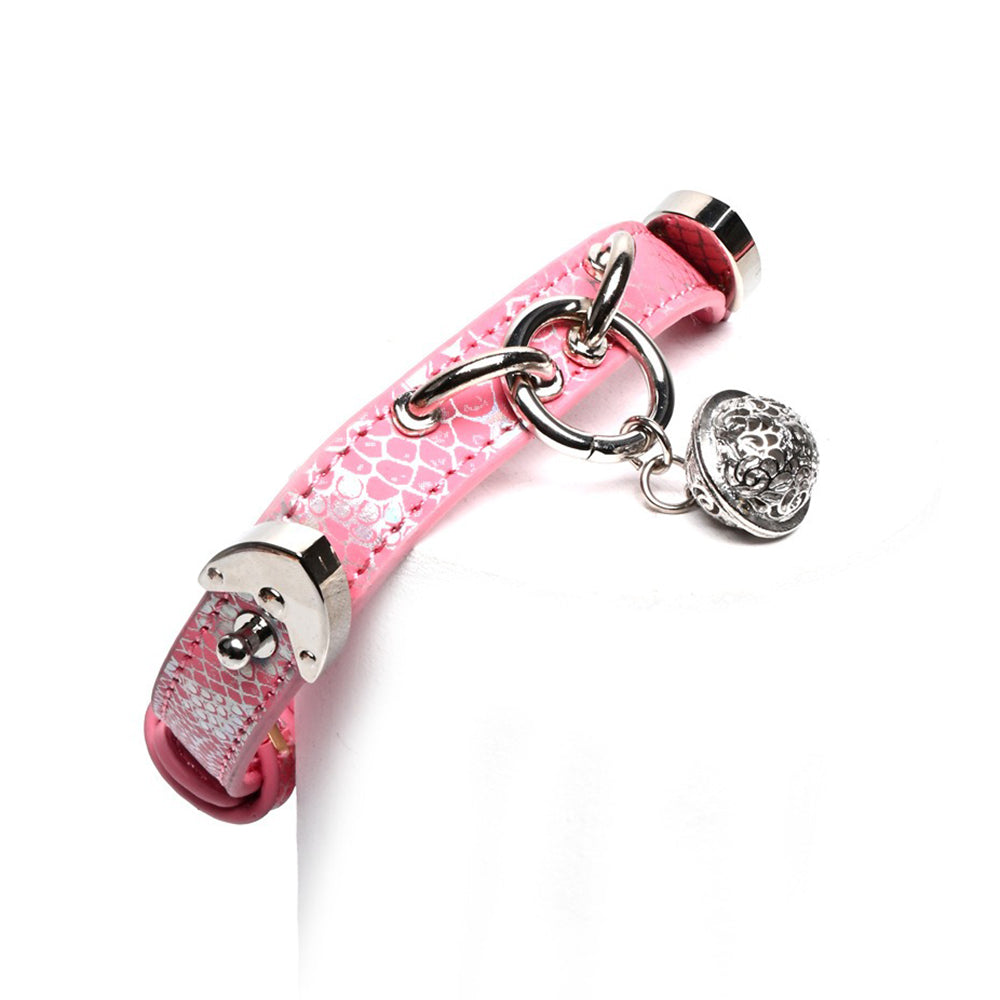 Triple Ring BDSM Collar with Sweet Bell Pink/Black