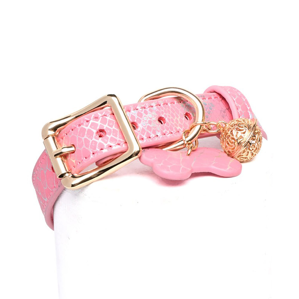 Seductive Dog Bone Charm BDSM Collar with Bell & Leash Pink/Black