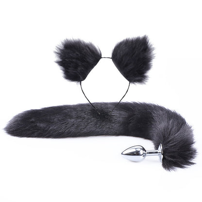 Metal Fox Tail Butt Plug with Ears